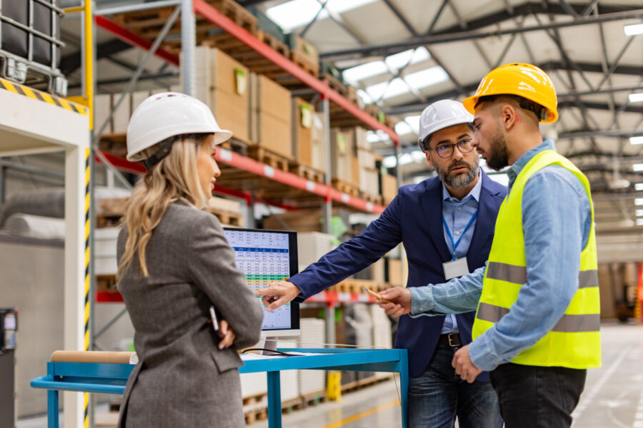 Group of construction managers discussing project